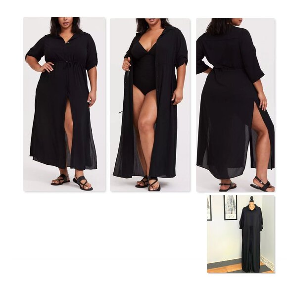 Torrid Maxi Crinkle Coverup Shirt Dress Sz 3X - Picture 1 of 16